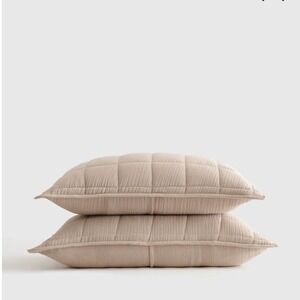 Quince Organic Airy Gauze Box Quilt Sham Set‎ Of 2 Standard Pillow Cases Dune